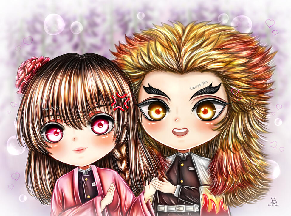 Demon Slayer - Tsubaki (OC) + Rengoku Demon Slayer - Tsubaki (OC) + Rengoku