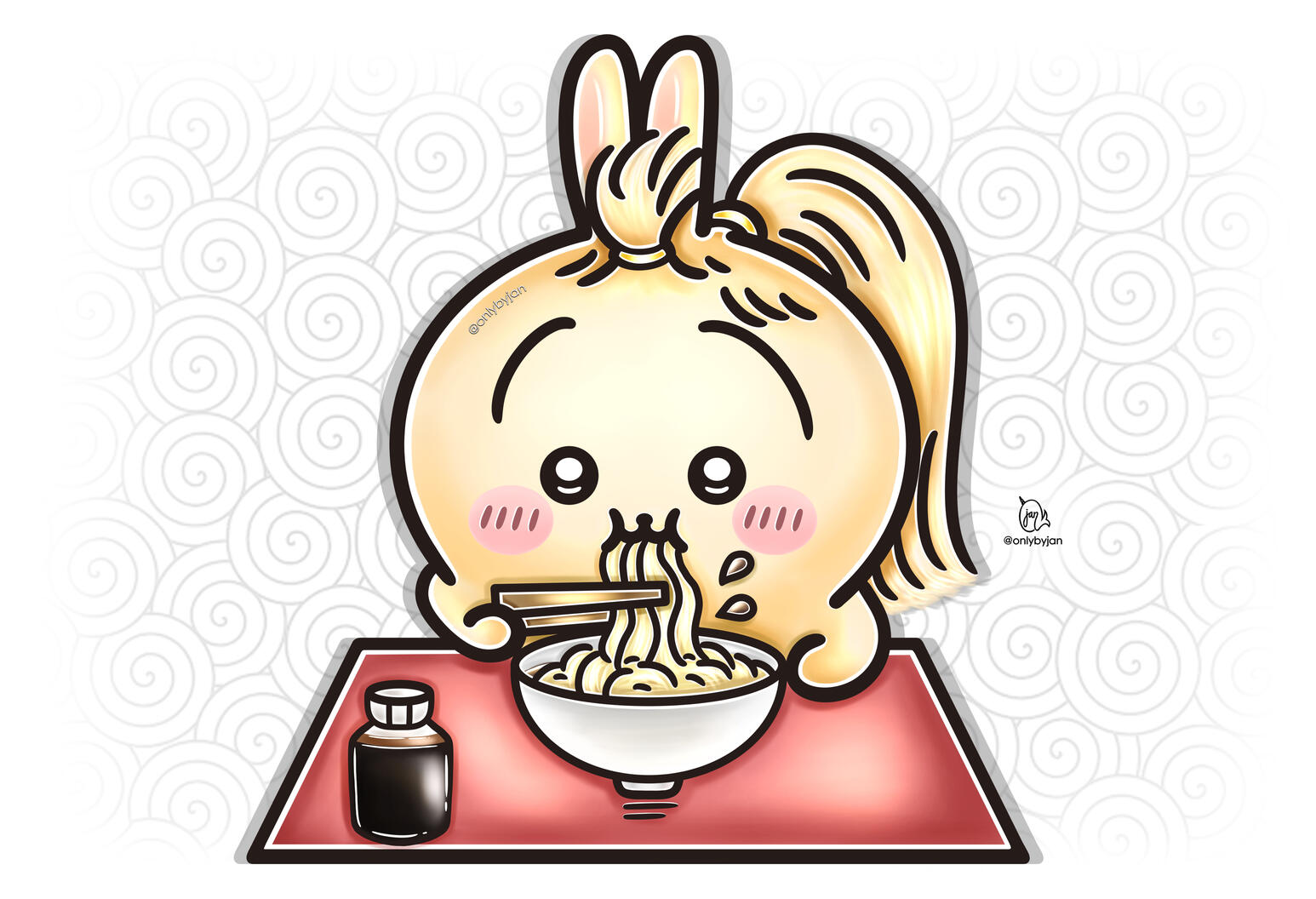 Usagi eating noodles