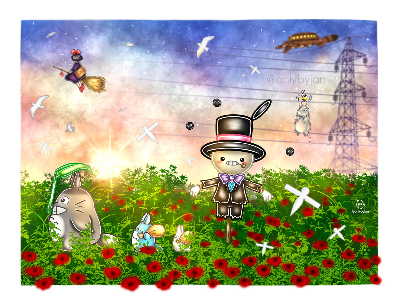 Ghibli Poppy Field Print Ghibli Poppy Field Print